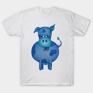 Chill Cow - Peaceful Blue Cartoon Cow T-Shirt